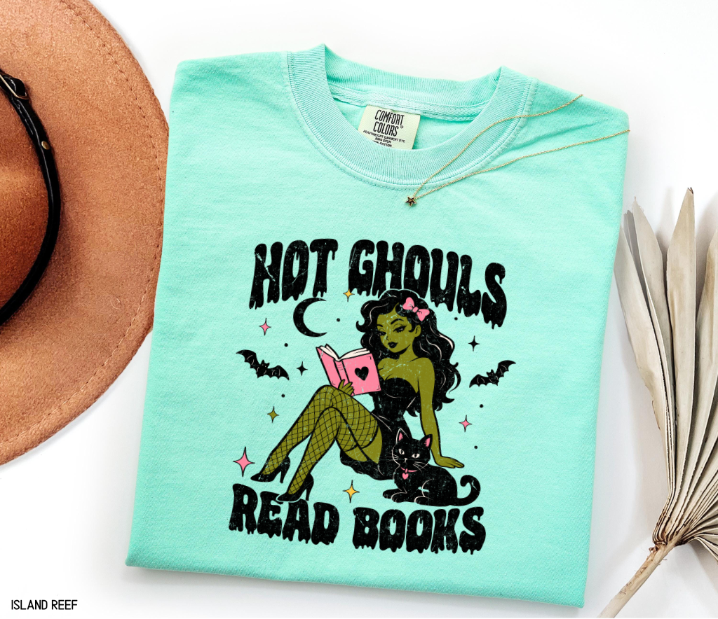 Hot Ghouls Read Books Adult Comfort Colors T-Shirt