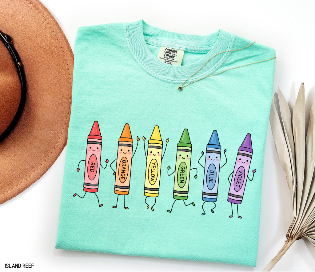 Crayon Teacher Adult Comfort Colors T-Shirt