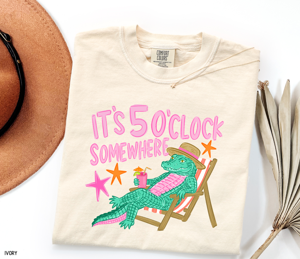 It's 5 O'Clock Somewhere Adult Comfort Colors T-Shirt