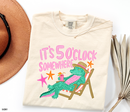 It's 5 O'Clock Somewhere Adult Comfort Colors T-Shirt