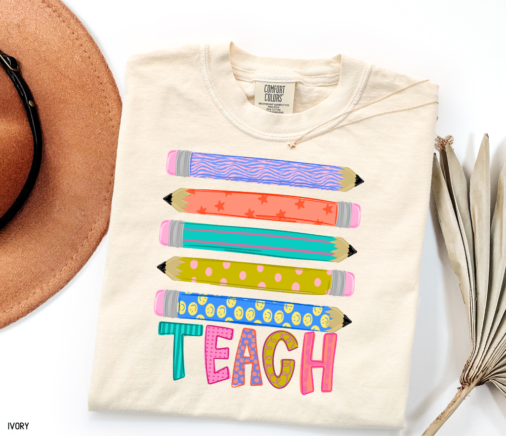 Teacher Pencil Adult Comfort Colors T-Shirt