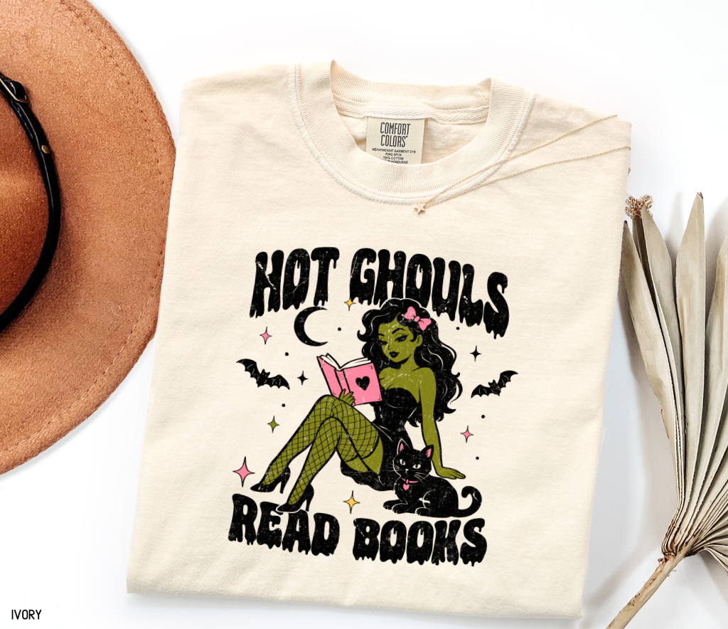 Hot Ghouls Read Books Adult Comfort Colors T-Shirt