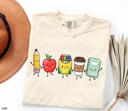 Cute School Icons Adult Comfort Colors T-Shirt