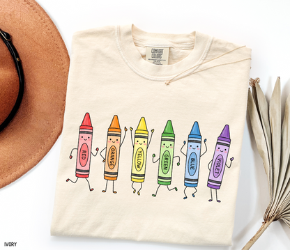 Crayon Teacher Adult Comfort Colors T-Shirt