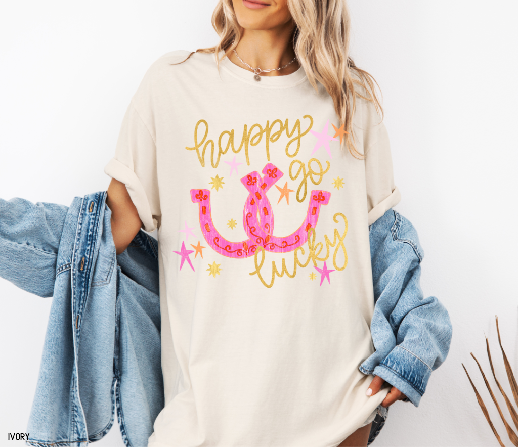 Happy Go Lucky Adult Comfort Colors T-Shirt