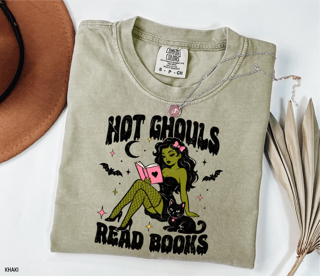 Hot Ghouls Read Books Adult Comfort Colors T-Shirt