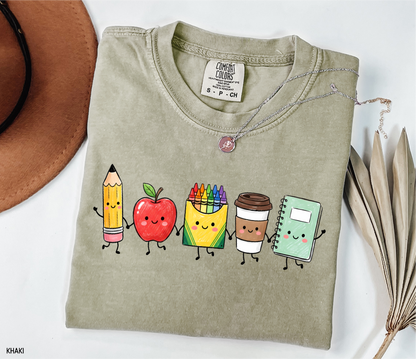 Cute School Icons Adult Comfort Colors T-Shirt