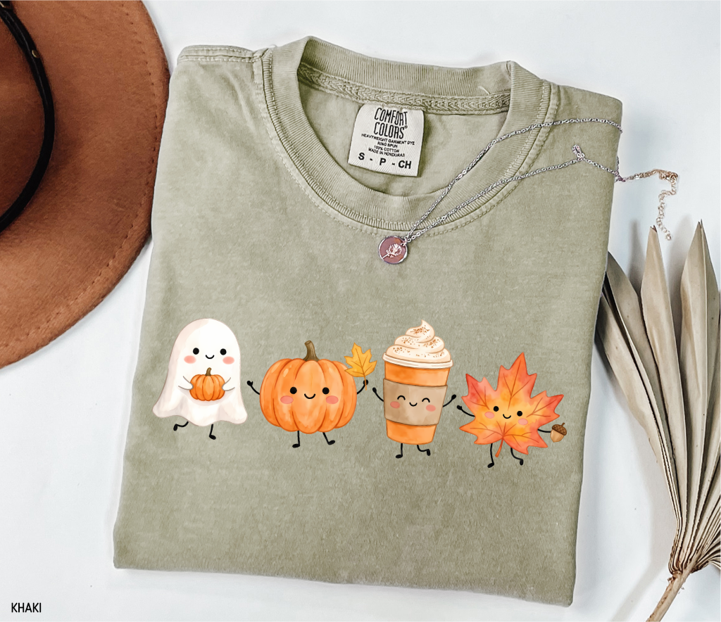 Cute Fall Ghost Adult Comfort Colors T-Shirt