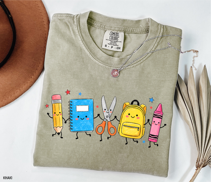 Cute Teacher Supplies Adult Comfort Colors T-Shirt