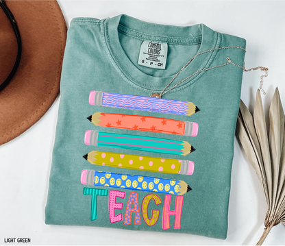 Teacher Pencil Adult Comfort Colors T-Shirt