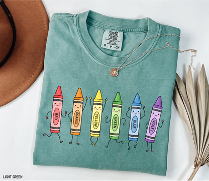 Crayon Teacher Adult Comfort Colors T-Shirt