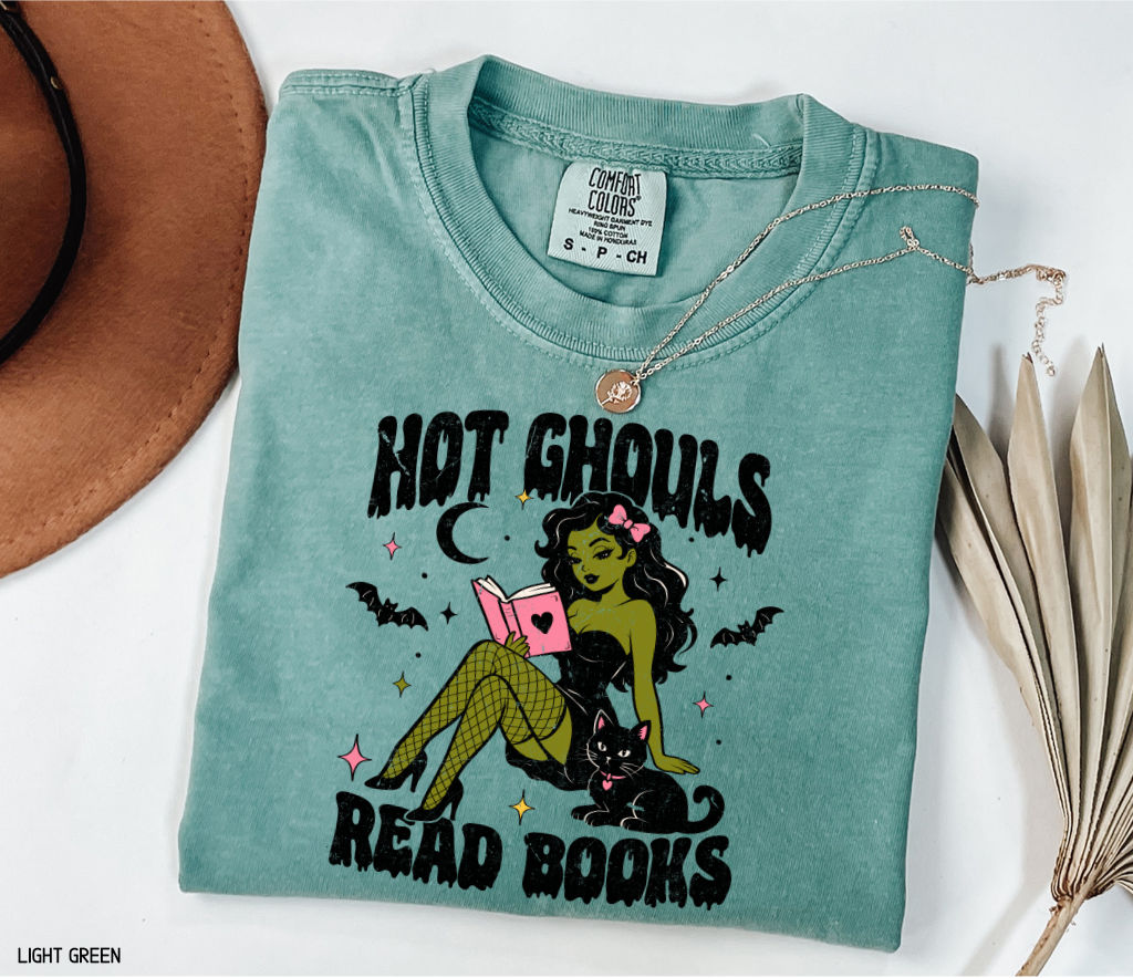 Hot Ghouls Read Books Adult Comfort Colors T-Shirt