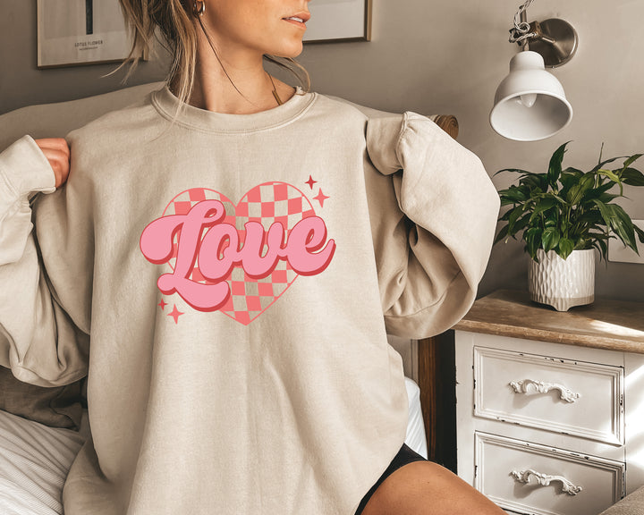 Love Retro Heart Adult Sweatshirt