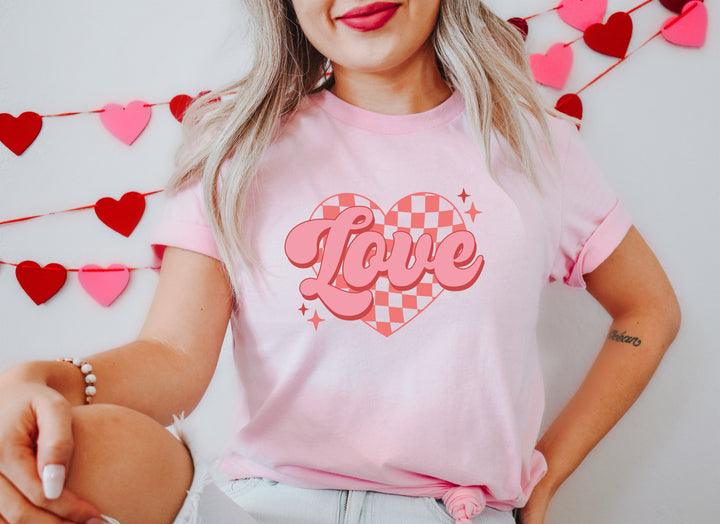 Love Retro Heart Adult T-shirt