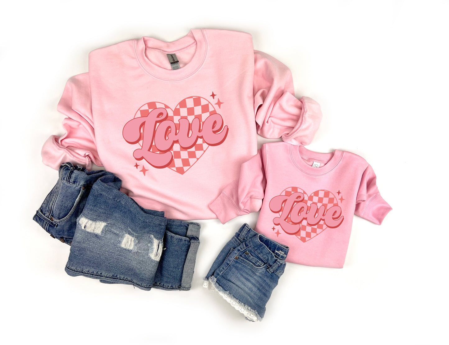 Love Retro Heart Adult Sweatshirt