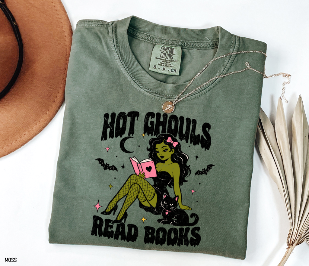 Hot Ghouls Read Books Adult Comfort Colors T-Shirt