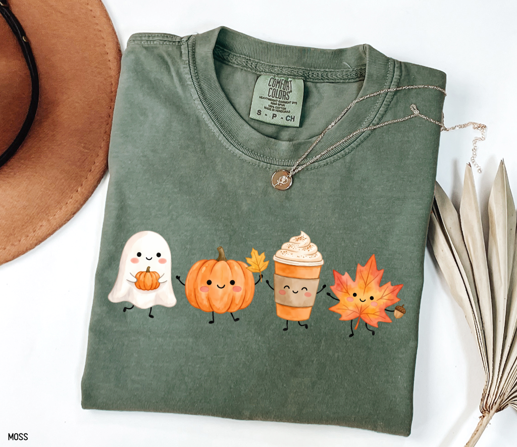 Cute Fall Ghost Adult Comfort Colors T-Shirt