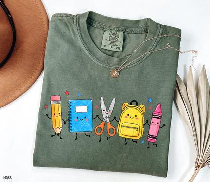 Cute Teacher Supplies Adult Comfort Colors T-Shirt