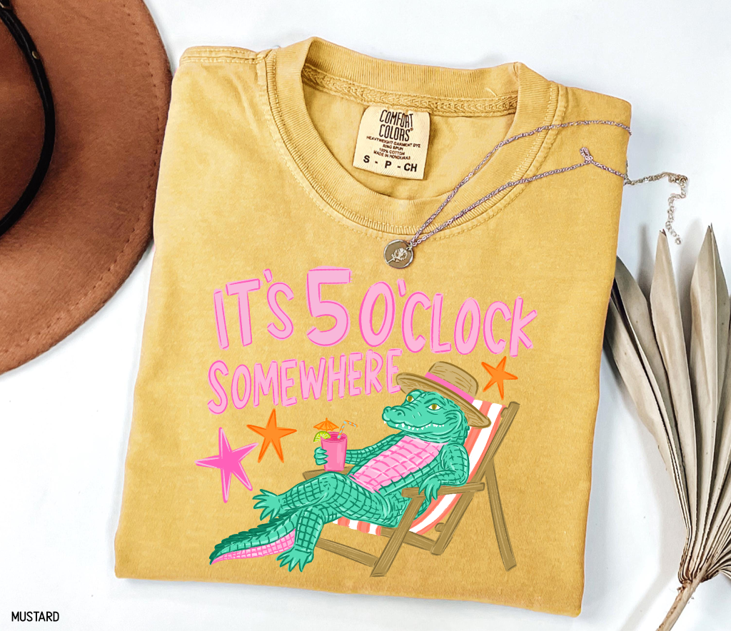 It's 5 O'Clock Somewhere Adult Comfort Colors T-Shirt