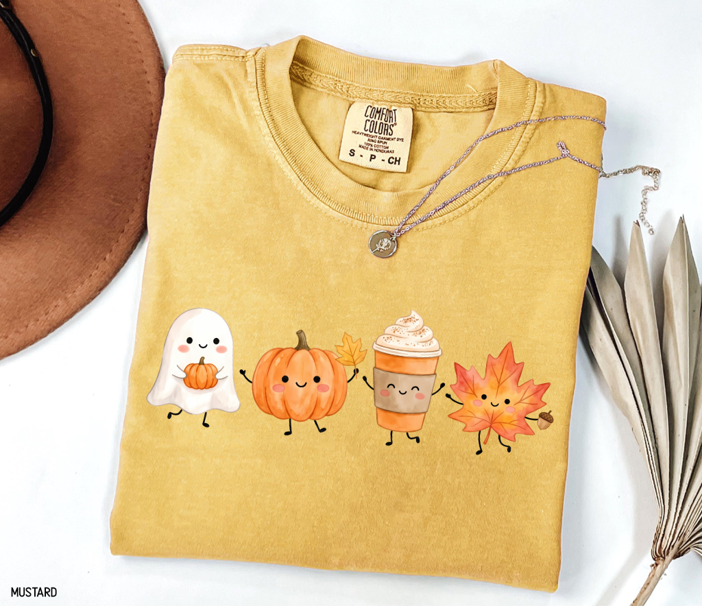Cute Fall Ghost Adult Comfort Colors T-Shirt