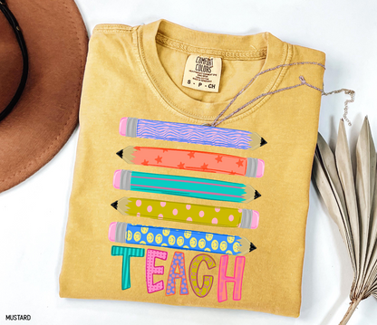 Teacher Pencil Adult Comfort Colors T-Shirt