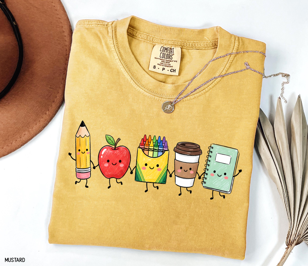 Cute School Icons Adult Comfort Colors T-Shirt