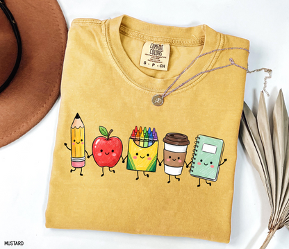 Cute School Icons Adult Comfort Colors T-Shirt
