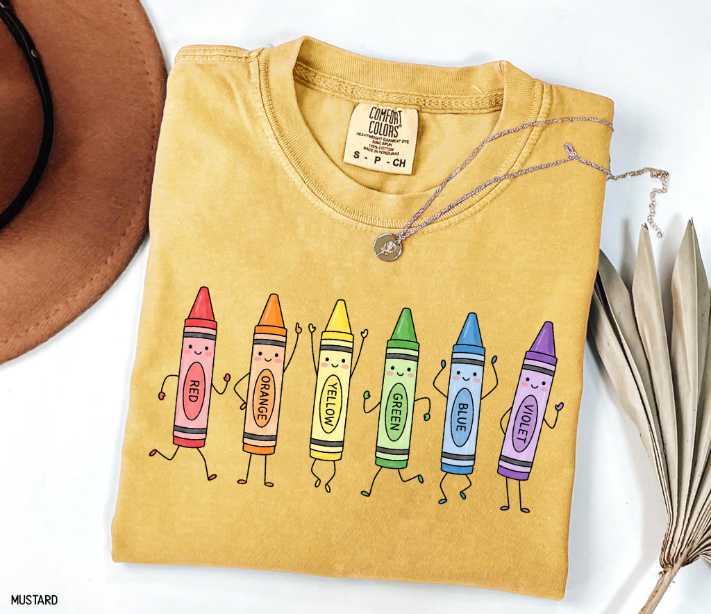 Crayon Teacher Adult Comfort Colors T-Shirt