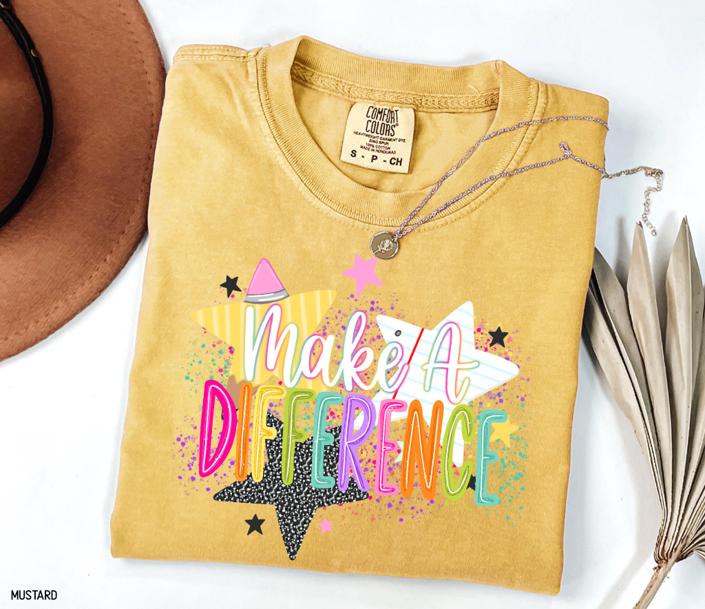 Make A Difference Teacher Adult Comfort Colors T-Shirt