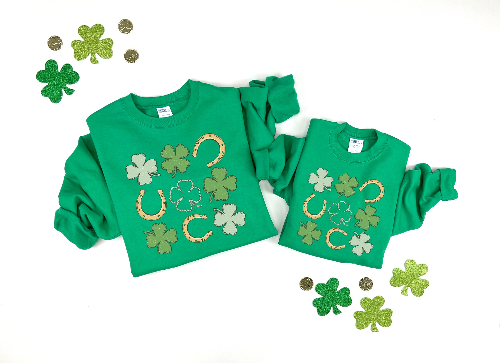 Shamrock and Horseshoe Grid Kids Sweatshirt
