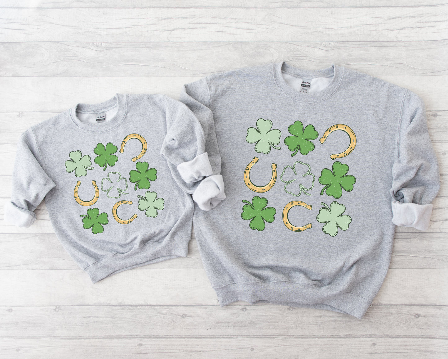 Shamrock and Horseshoe Grid Adult Sweatshirt