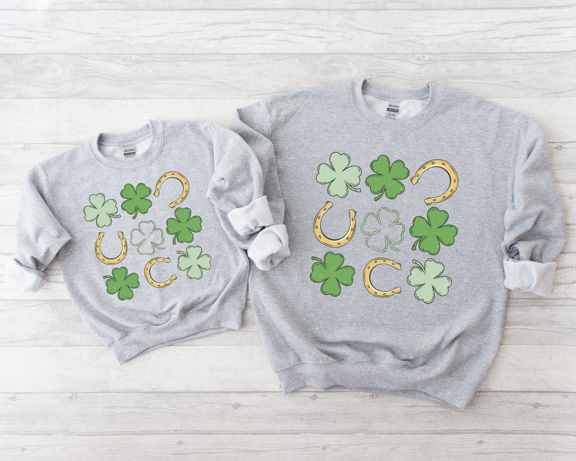 Shamrock and Horseshoe Grid Adult Sweatshirt