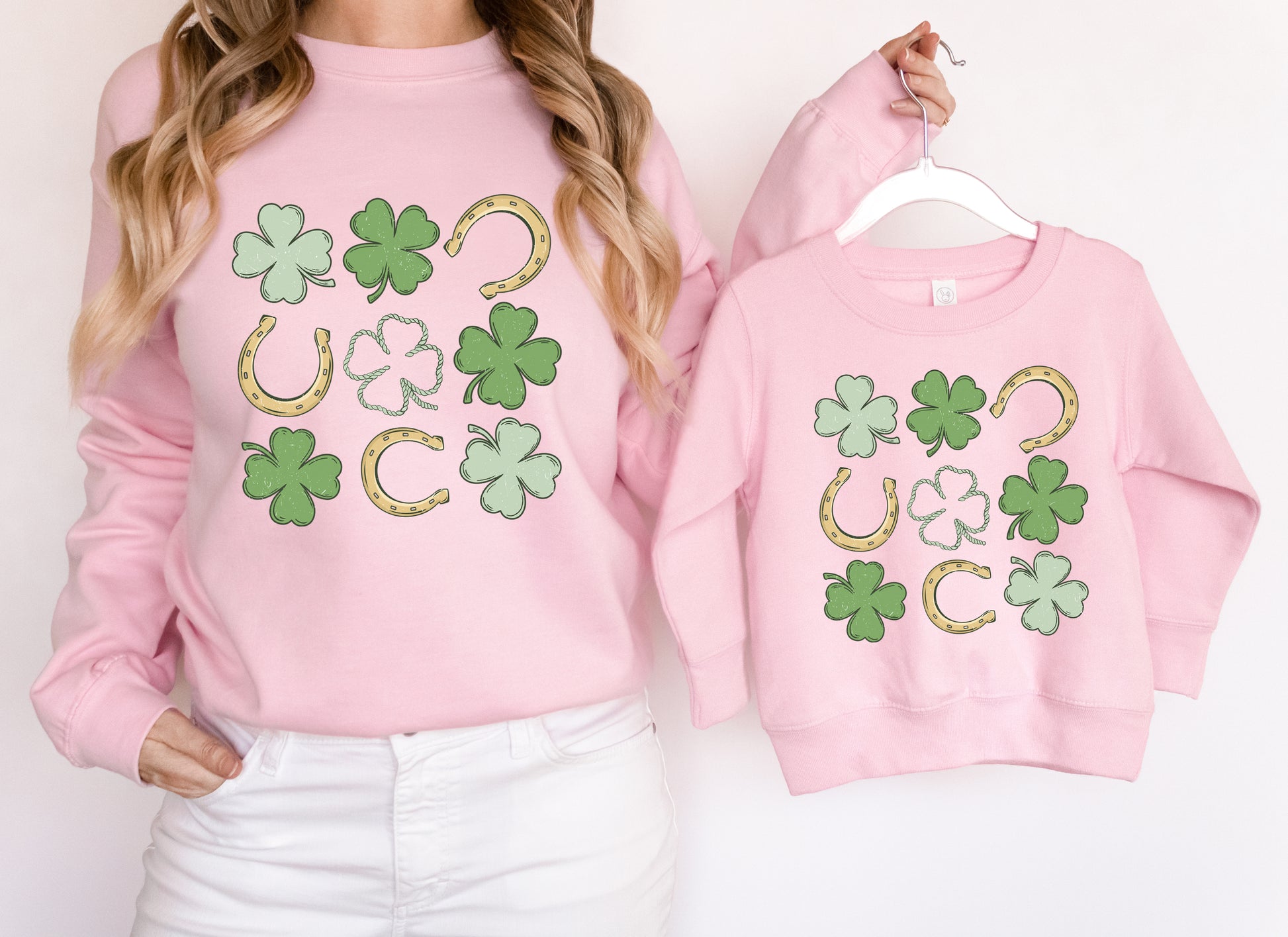 Shamrock and Horseshoe Grid Adult Sweatshirt