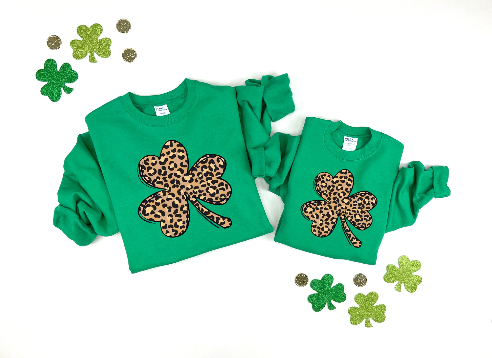 Leopard Print Shamrock Kids Sweatshirt