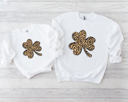 Leopard Print Shamrock Adult Sweatshirt