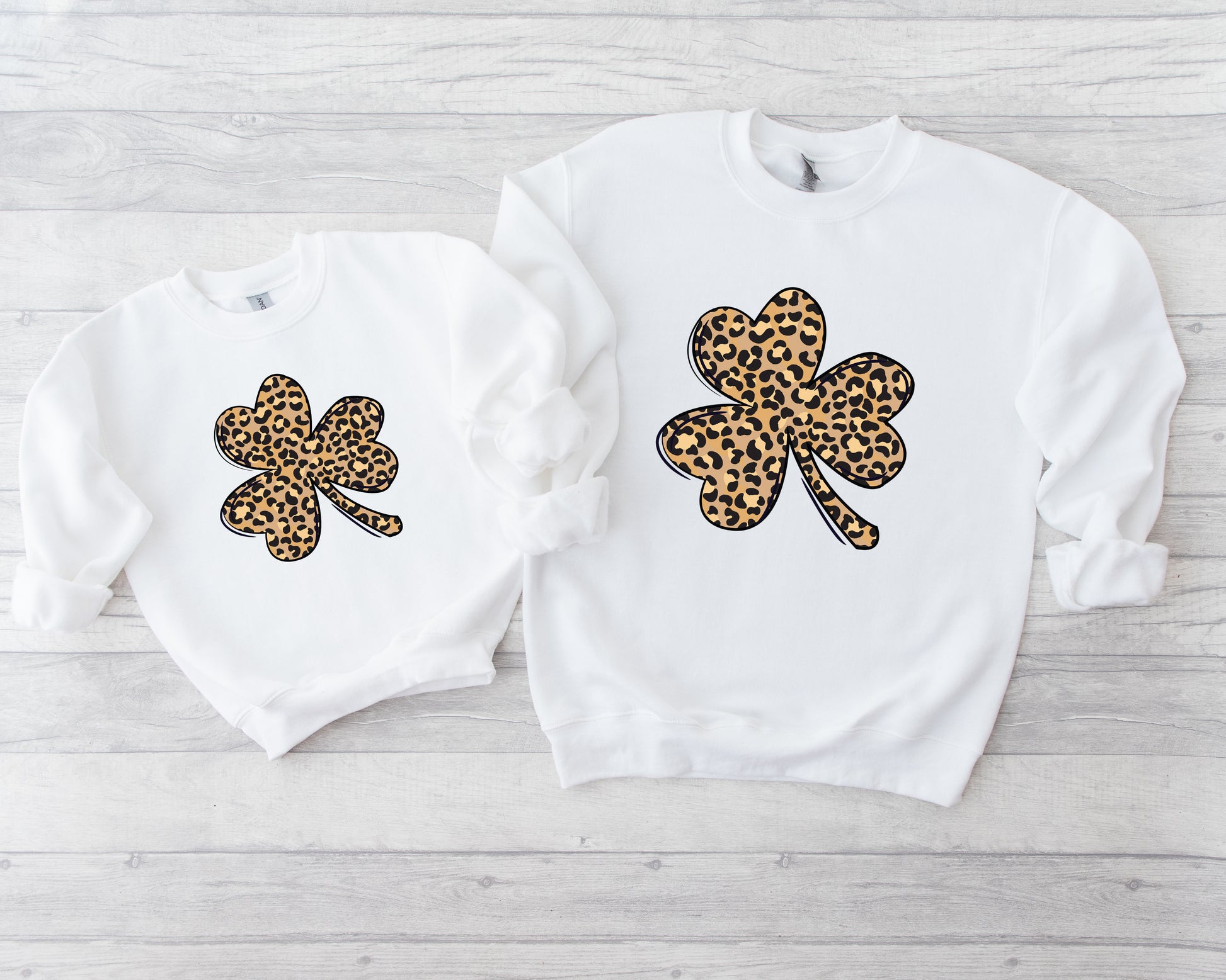 Leopard Print Shamrock Kids Sweatshirt