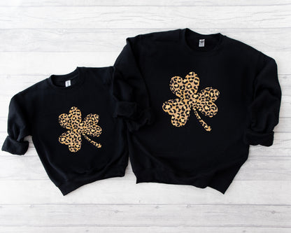 Leopard Print Shamrock Adult Sweatshirt