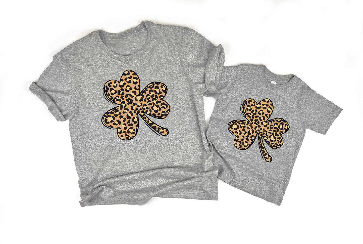 Leopard Print Shamrock Adult T-shirt