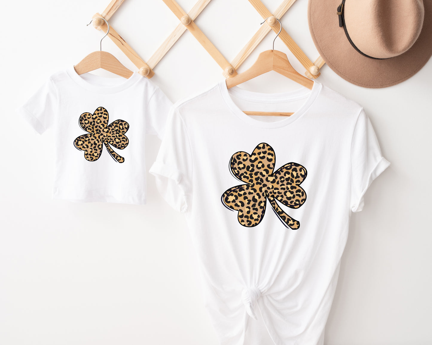 Leopard Print Shamrock Kids T-shirt