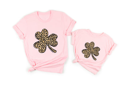 Leopard Print Shamrock Kids T-shirt