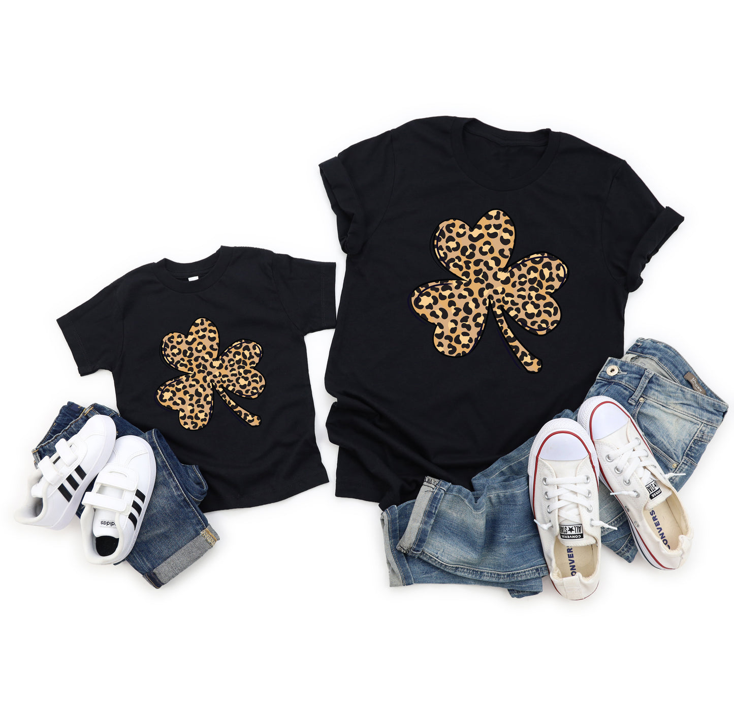 Leopard Print Shamrock Kids T-shirt