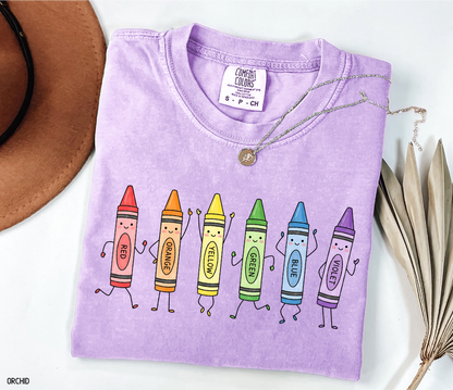 Crayon Teacher Adult Comfort Colors T-Shirt