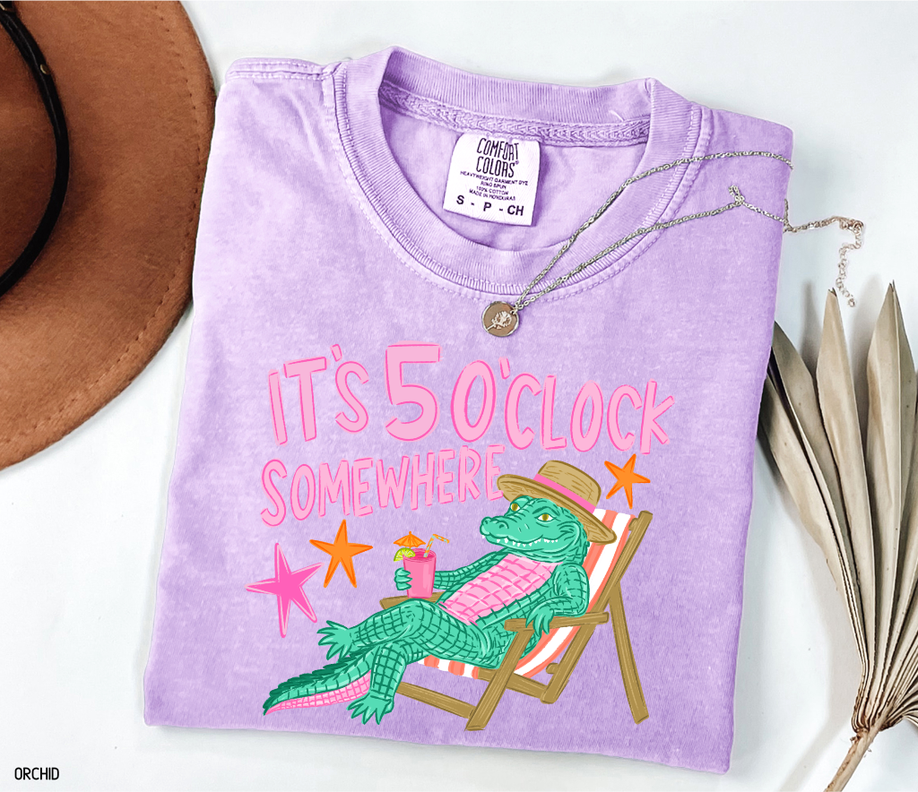 It's 5 O'Clock Somewhere Adult Comfort Colors T-Shirt