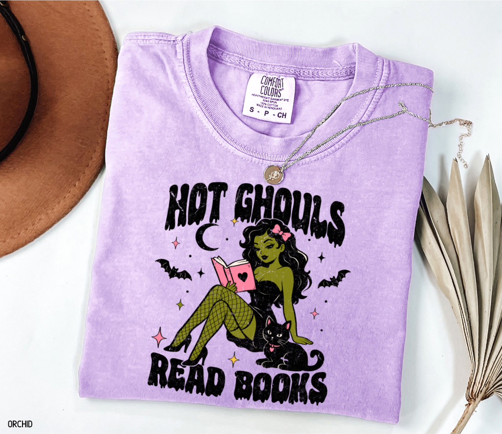 Hot Ghouls Read Books Adult Comfort Colors T-Shirt