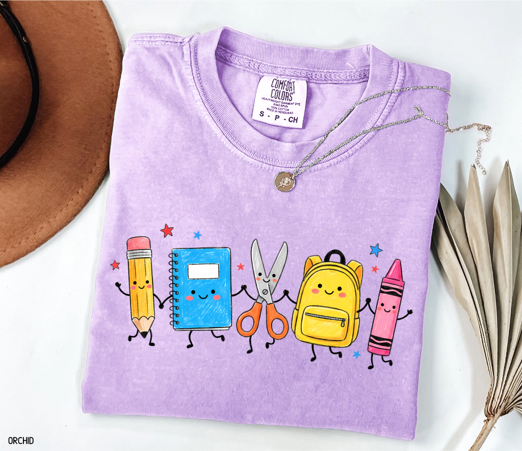 Cute Teacher Supplies Adult Comfort Colors T-Shirt