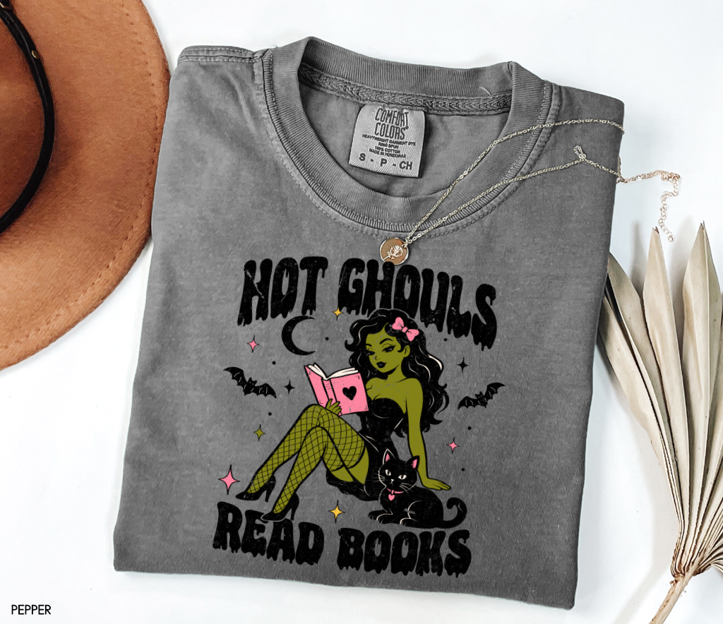 Hot Ghouls Read Books Adult Comfort Colors T-Shirt