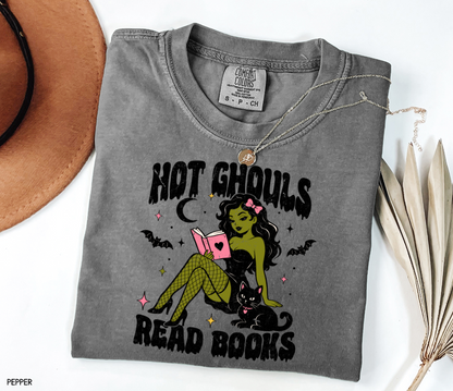 Hot Ghouls Read Books Adult Comfort Colors T-Shirt