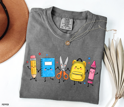 Cute Teacher Supplies Adult Comfort Colors T-Shirt