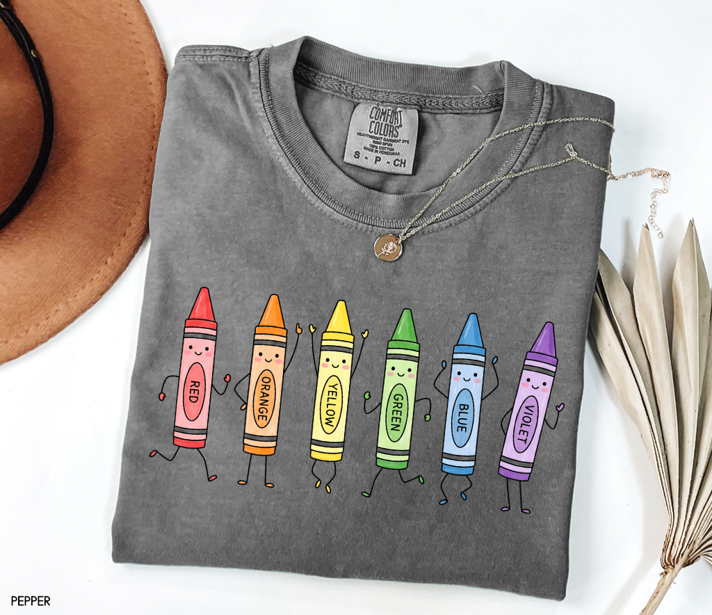 Crayon Teacher Adult Comfort Colors T-Shirt