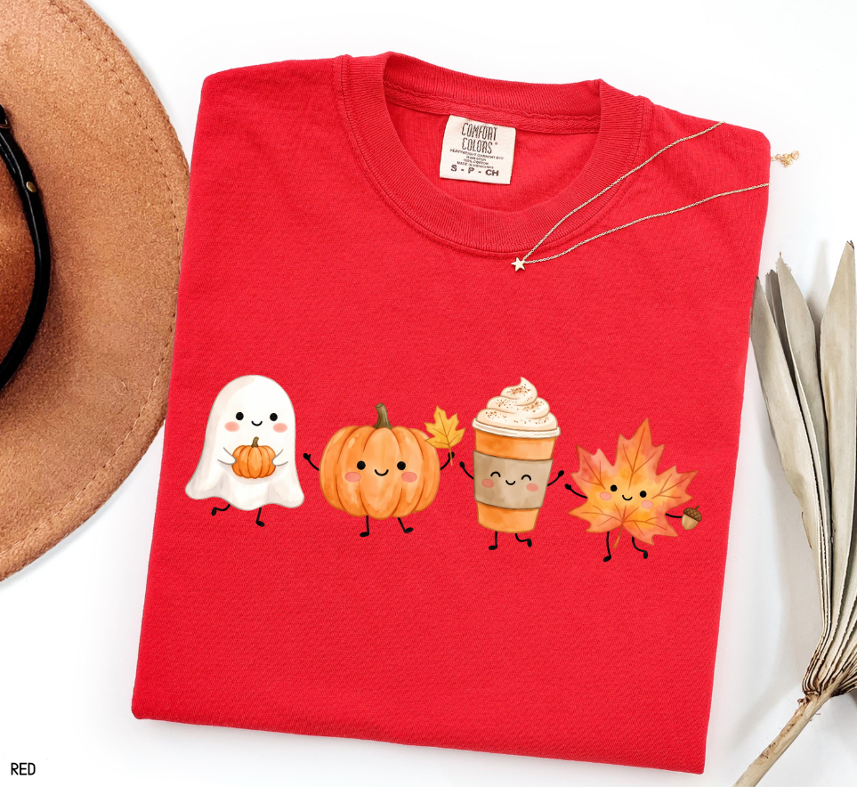 Cute Fall Ghost Adult Comfort Colors T-Shirt